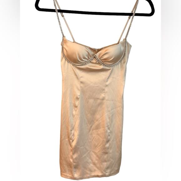 Oh Polly Champagne Underwire Corset Dress with Rhinestone Trim size 0 - Picture 1 of 9